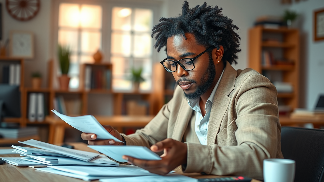 Small business owner using money systems for small business to organize receipts and invoices