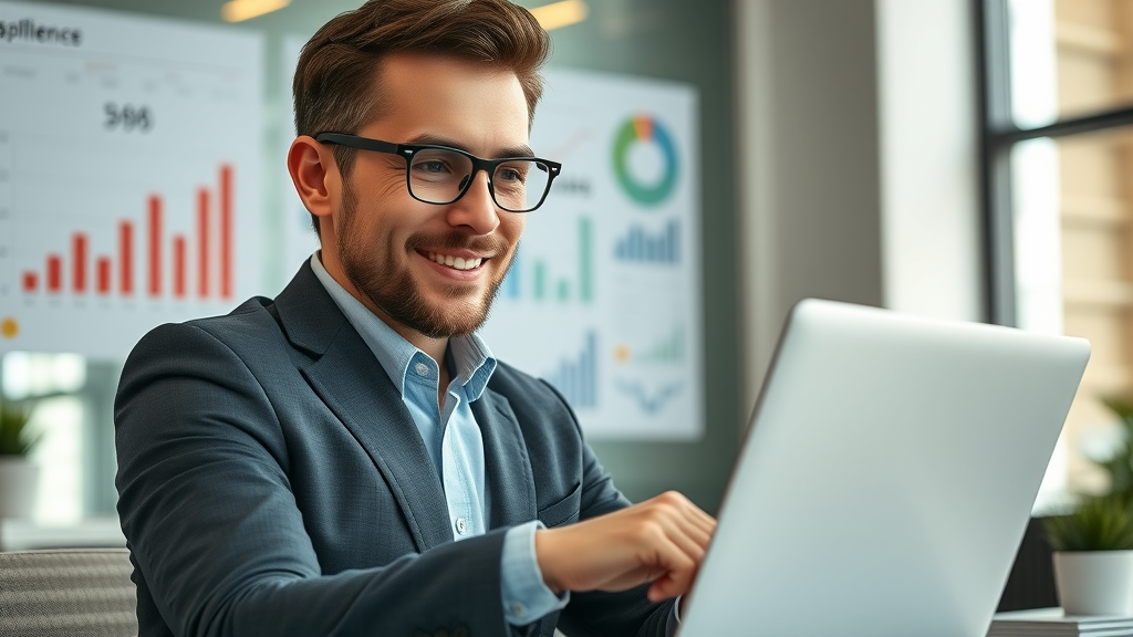 Dynamic small business owner managing finances on laptop demonstrating capital raising in small business finance trends