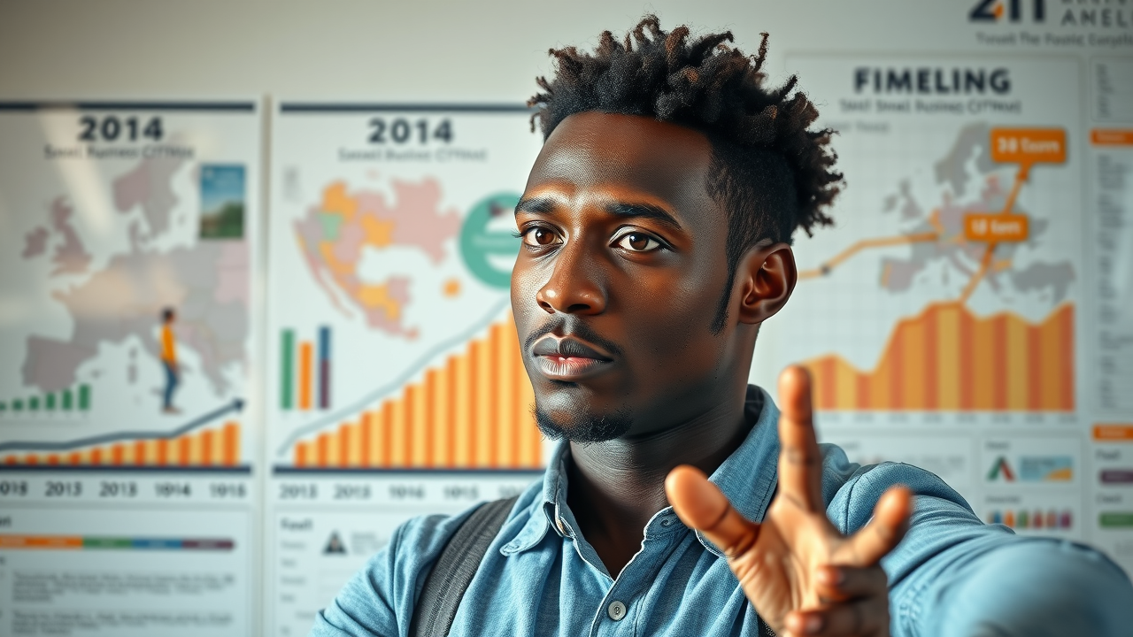 Young entrepreneur tracking business growth and trust capital over time