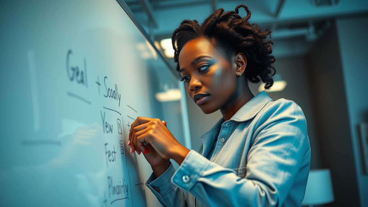 focused man outlining goal setting steps achieving personal goals