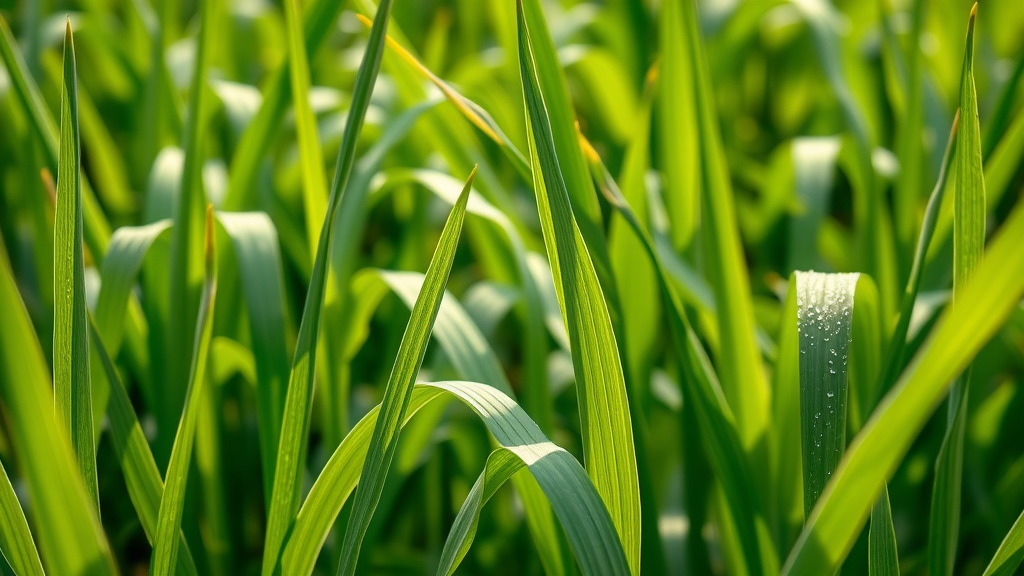 Lush lemongrass plants in Ugandan farm with morning dew