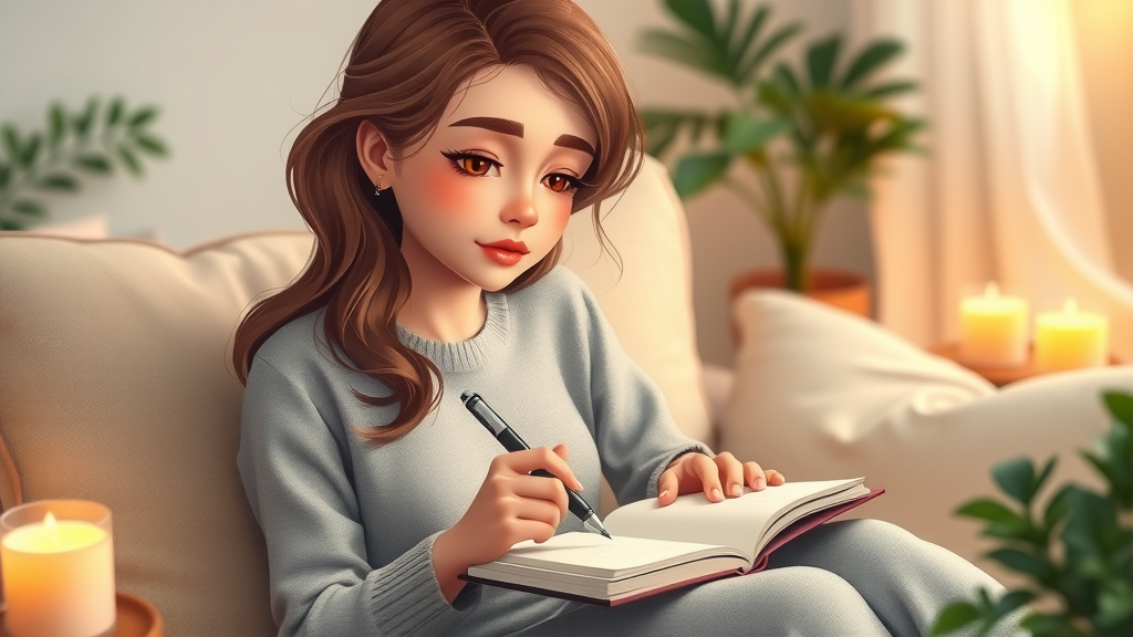 Woman journaling at home, nurturing feminine fire and sustainable success systems for women