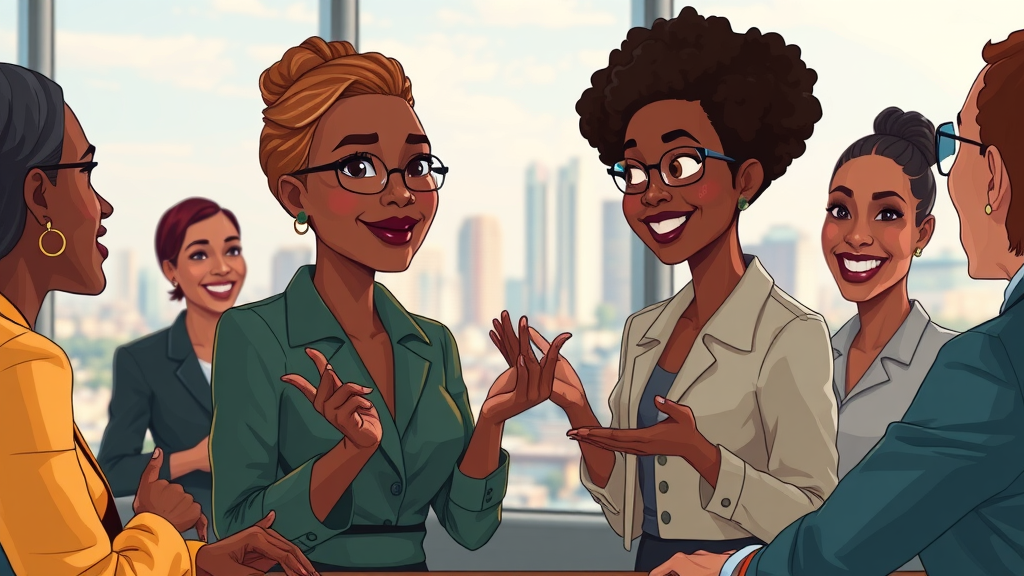 south africa women in leadership - South African woman leader heading meeting with urban skyline