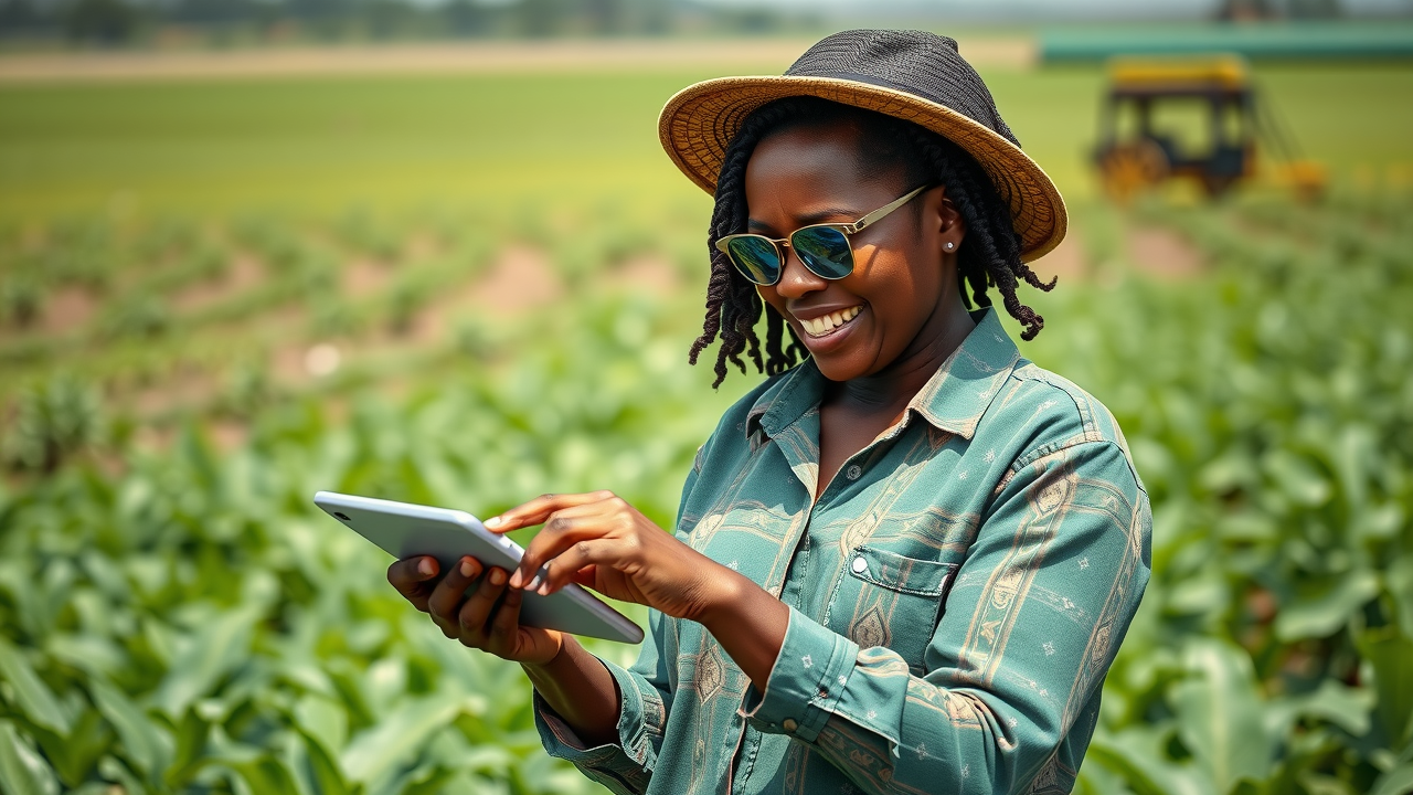 Farmer reviewing data on profiting from essential oils market potential in field