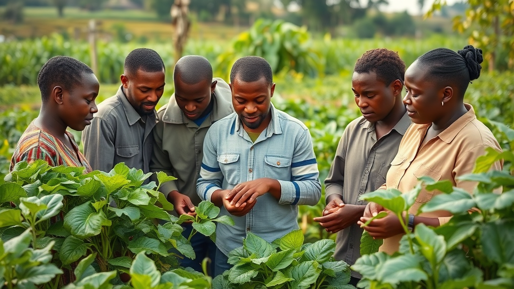 Motivated Ugandan farmers using advanced farming equipment contributing to agriculture transformation Uganda