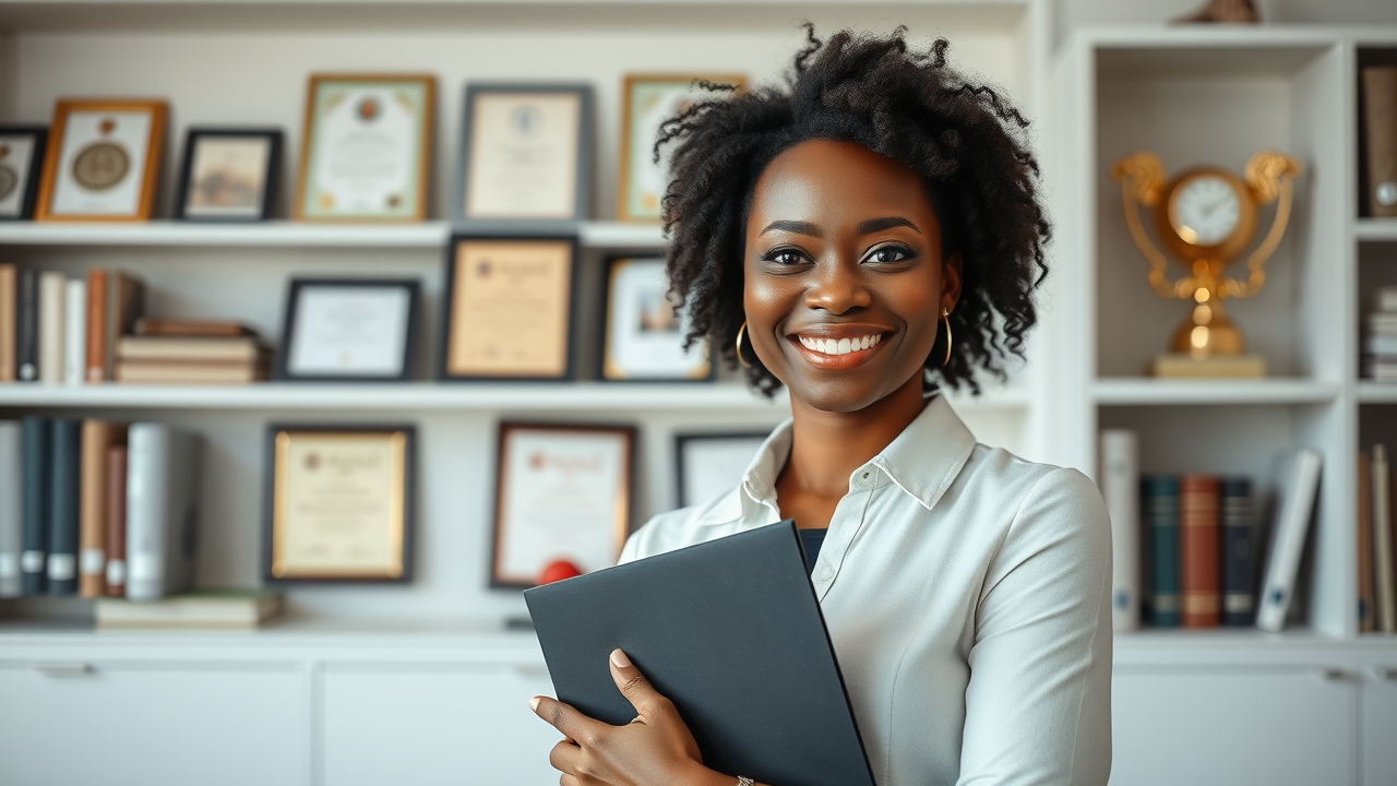 Confident woman demonstrating empowerment through financial stress management