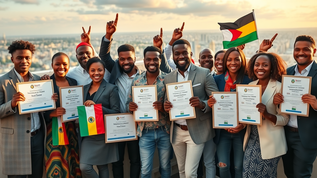 Successful African entrepreneurs international awards digital insights country flags rooftop event