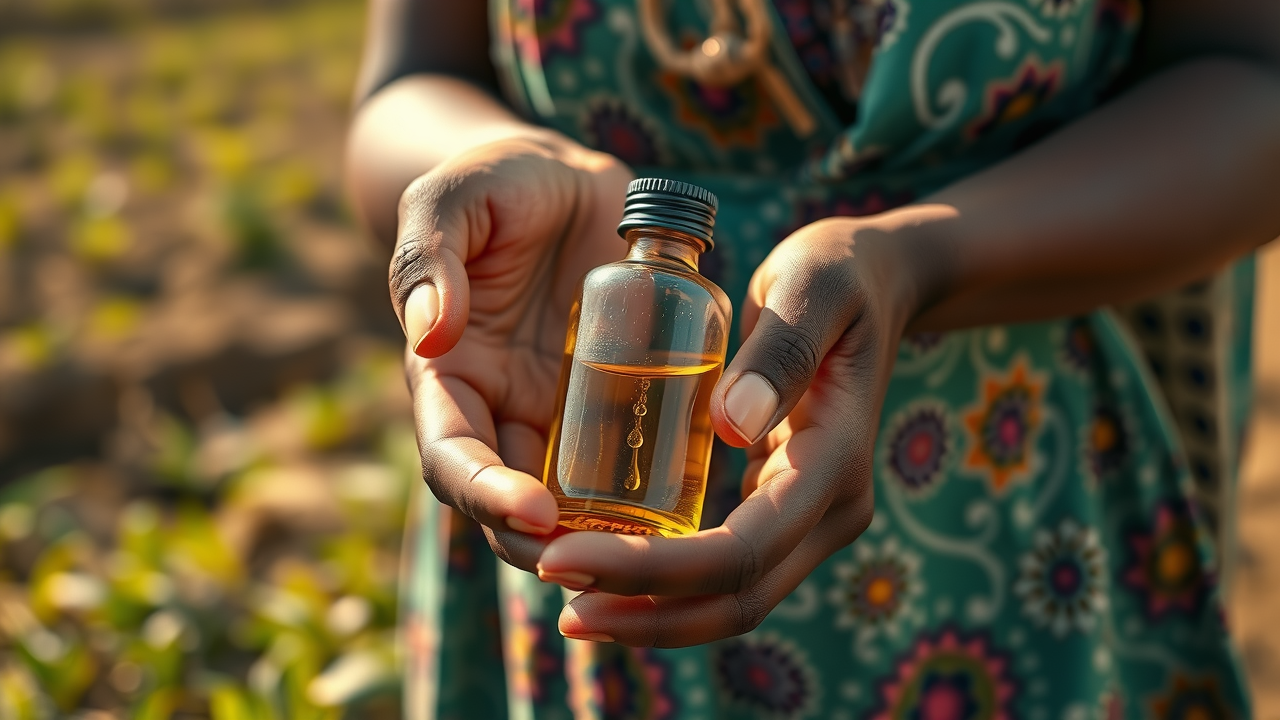 Essential oil bottle symbolizing profiting from essential oils in farming