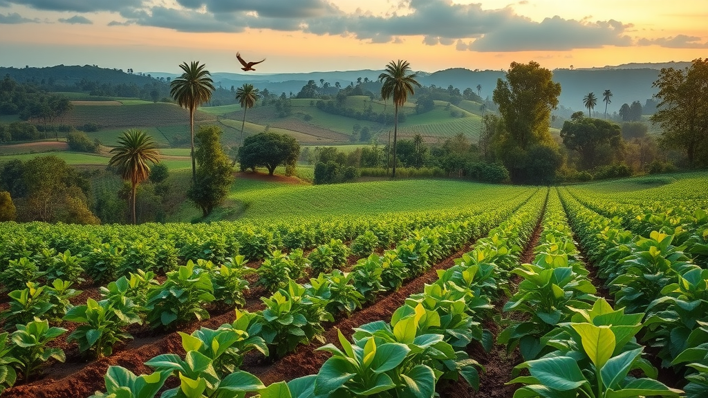 Sustainable farming landscape supporting agribusiness essential oils production