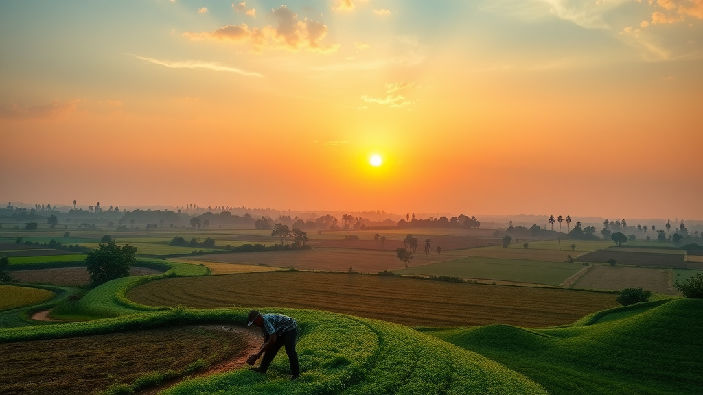 Sustainable agribusiness innovation in Ugandan diversified farmlands at sunrise