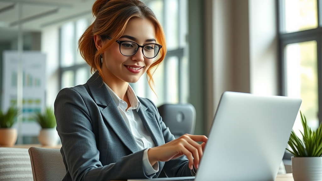 Confident female entrepreneur practicing financial literacy empowerment managing business finances