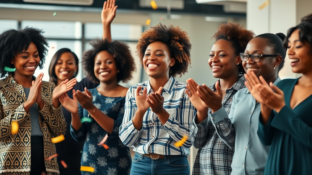 dynamic group of African women entrepreneurs, celebrating business milestone, entrepreneurship tips for African women