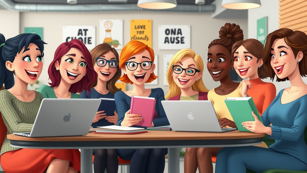 Diverse women collaborating and supporting work-life balance for women using planners and laptops in a modern workspace