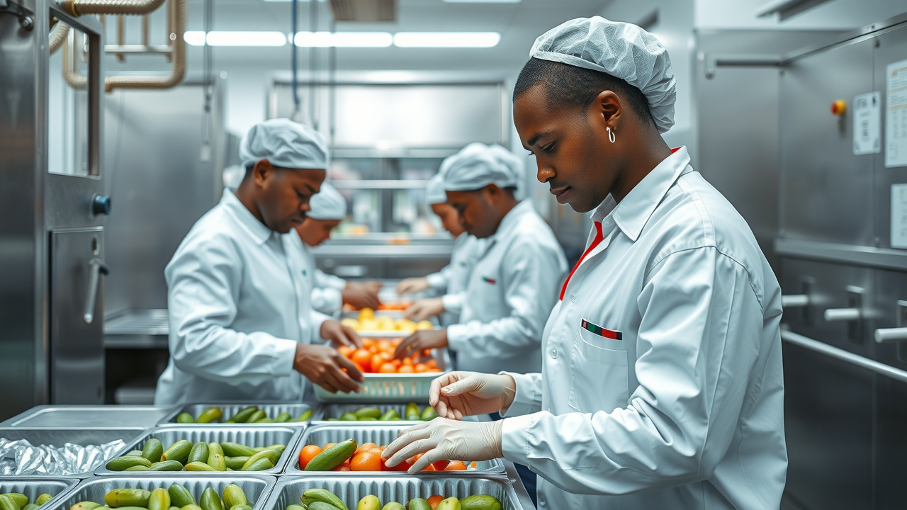 Food processing workers implementing food safety in value addition farming