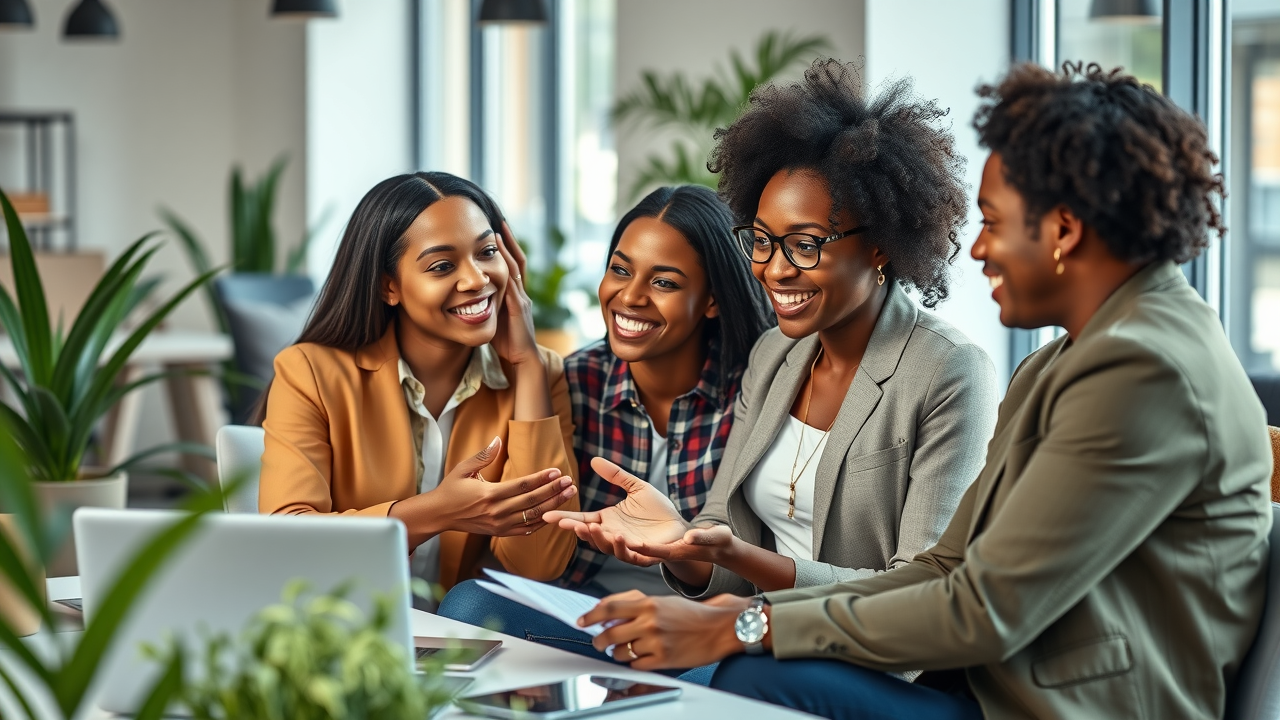 Small business owners collaborating using money systems for small business capital raising