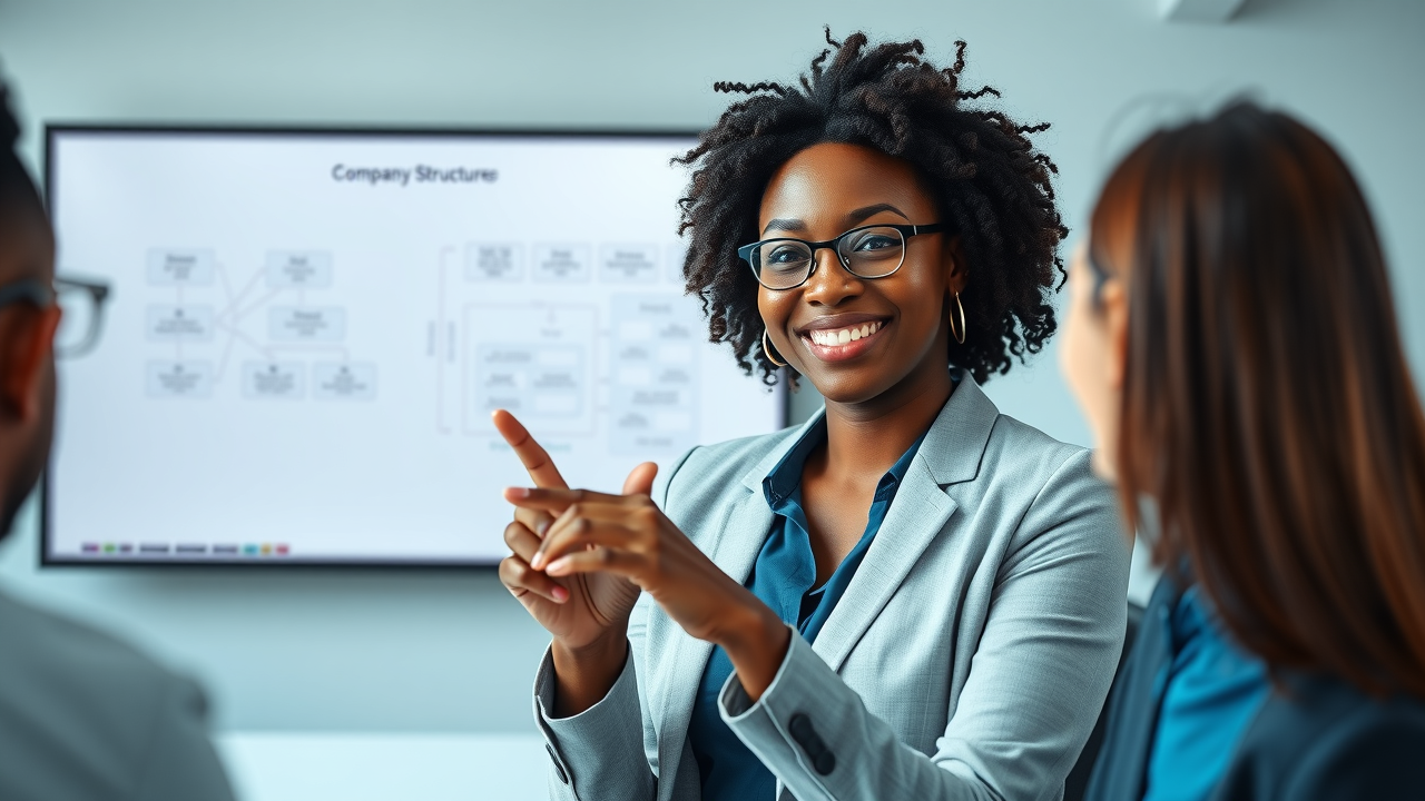 Financial advisor explaining business structures related to business trust