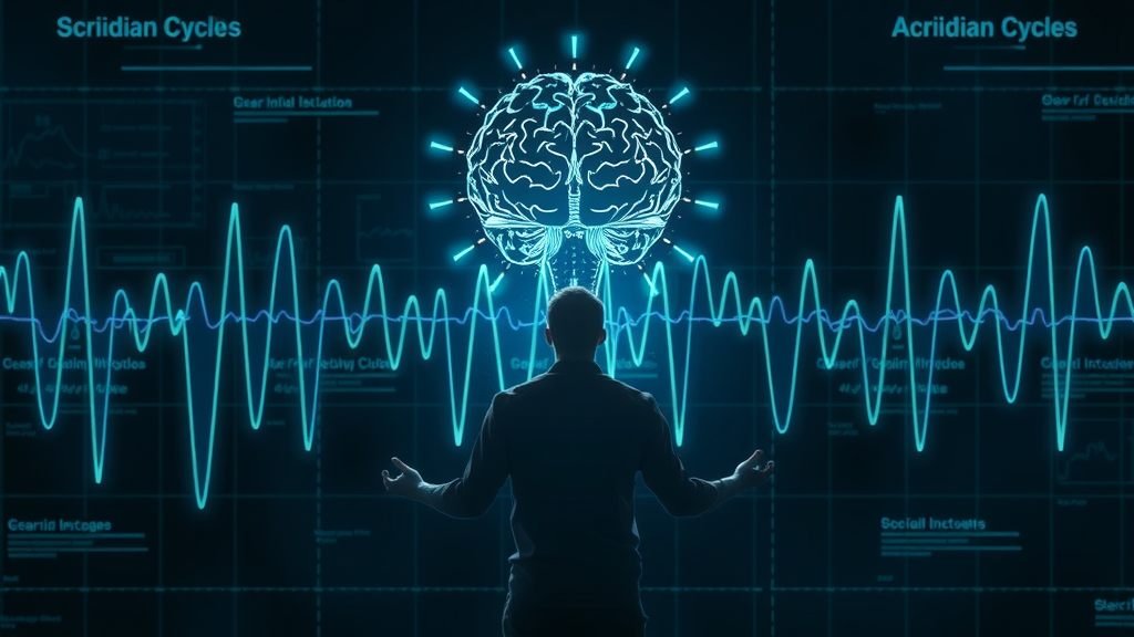 Scientific visualization illustrating brain waves and circadian cycles, supporting cyclical productivity