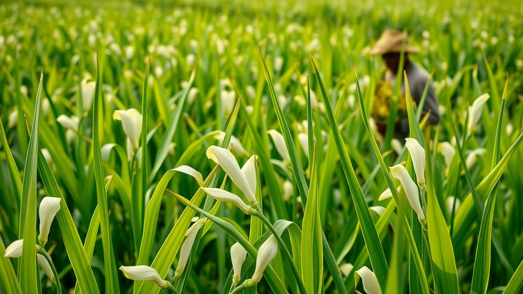Vibrant lemongrass field with farmers harvesting demonstrating value addition in agriculture