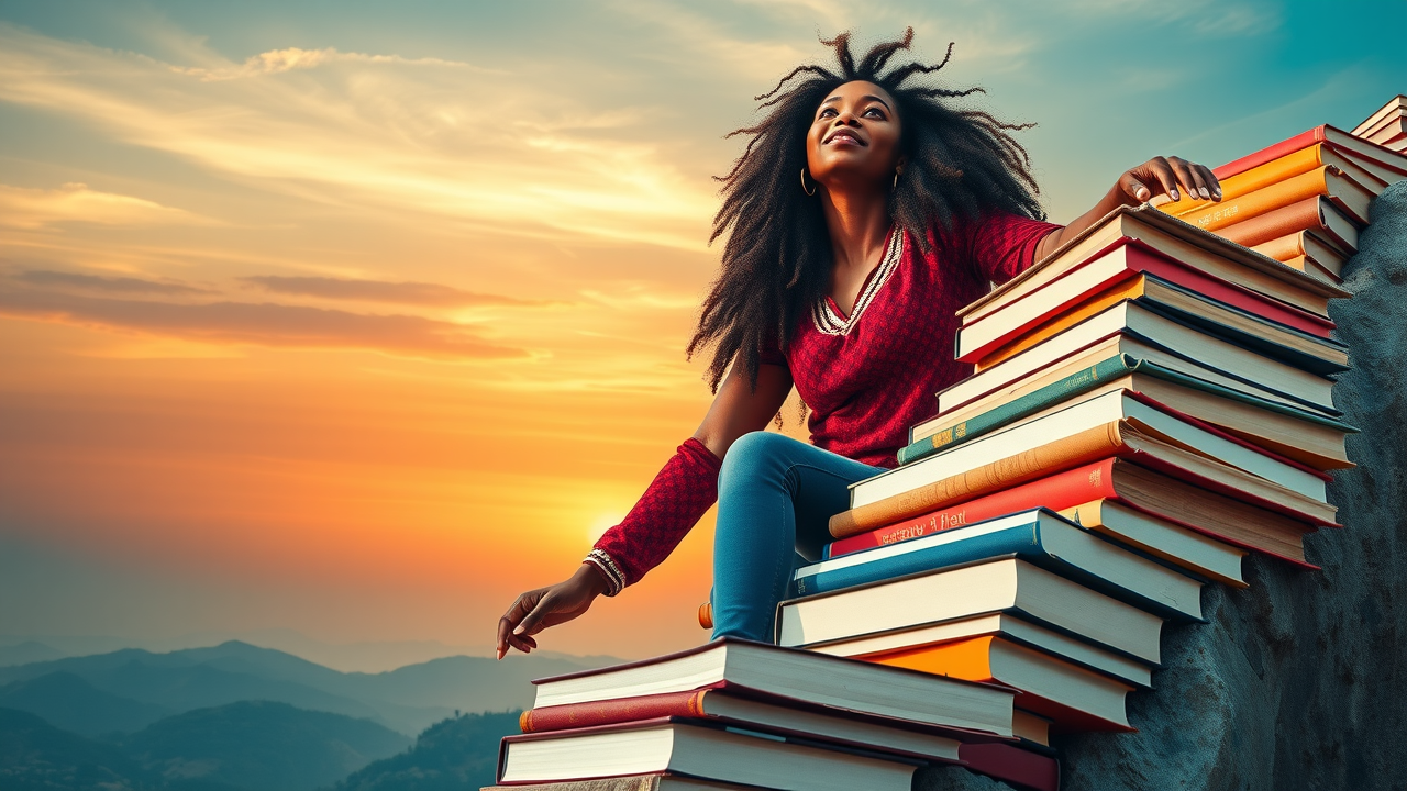confident young man climbing toward personal goals with determination