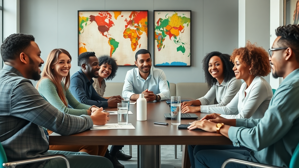 communal decision-making for innovation - Diverse leaders discussing ideas at collaborative table