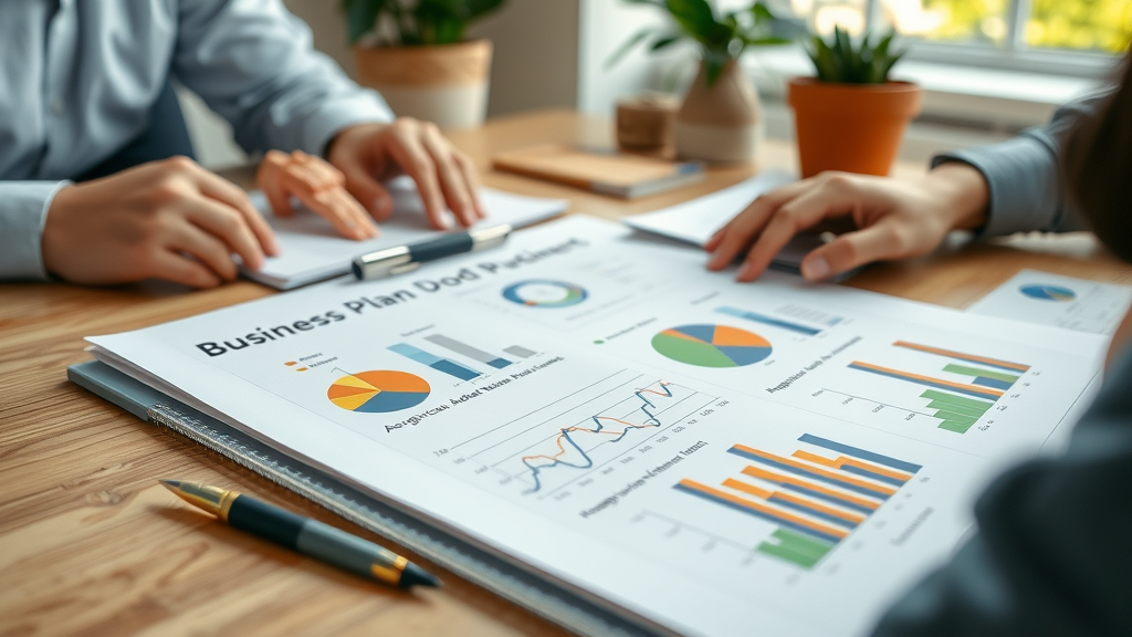 Detailed business plan document showcasing agricultural value addition strategies and growth charts