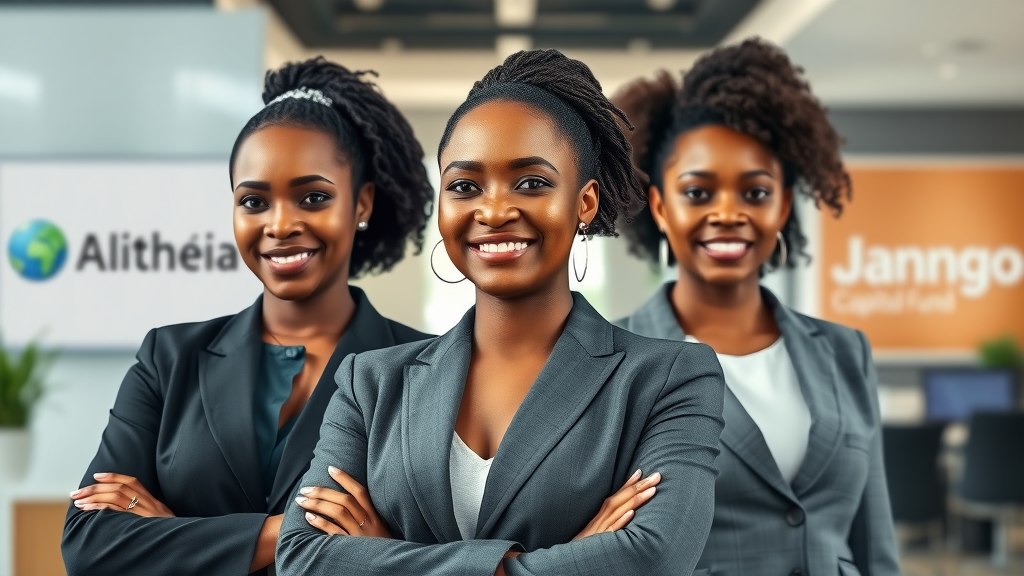 Collage of Alitheia IDF, FirstCheck Africa, Janngo Capital Fund female leaders discussing female-led VC funds Africa