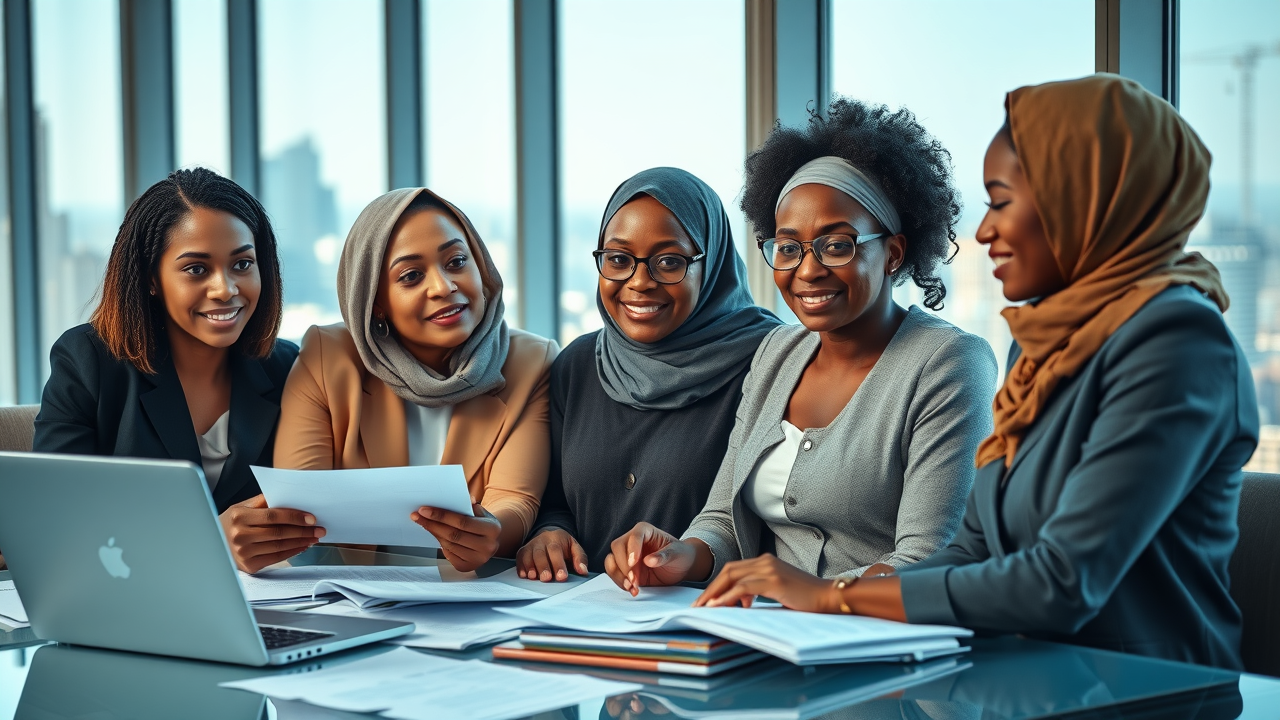 inspiring group of professional women collaborating on a leadership project sponsorship vs mentorship for women