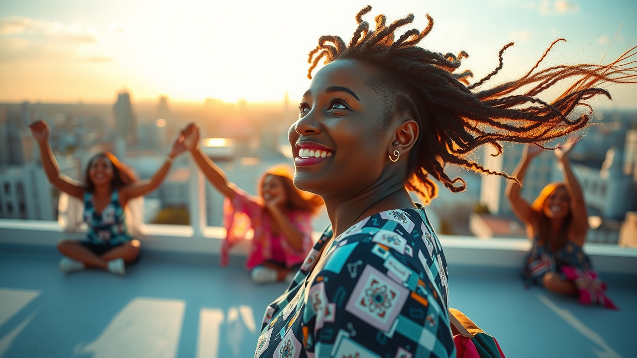 visionary young woman hopeful for future with group cheering mentorship and sponsorship women leadership
